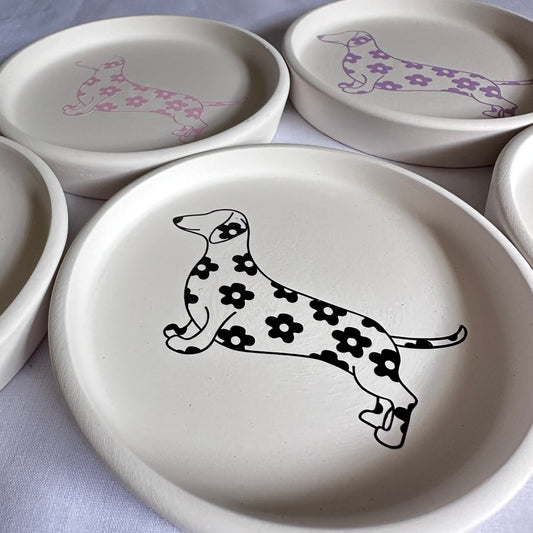 Dachshund Flower Trinket Tray