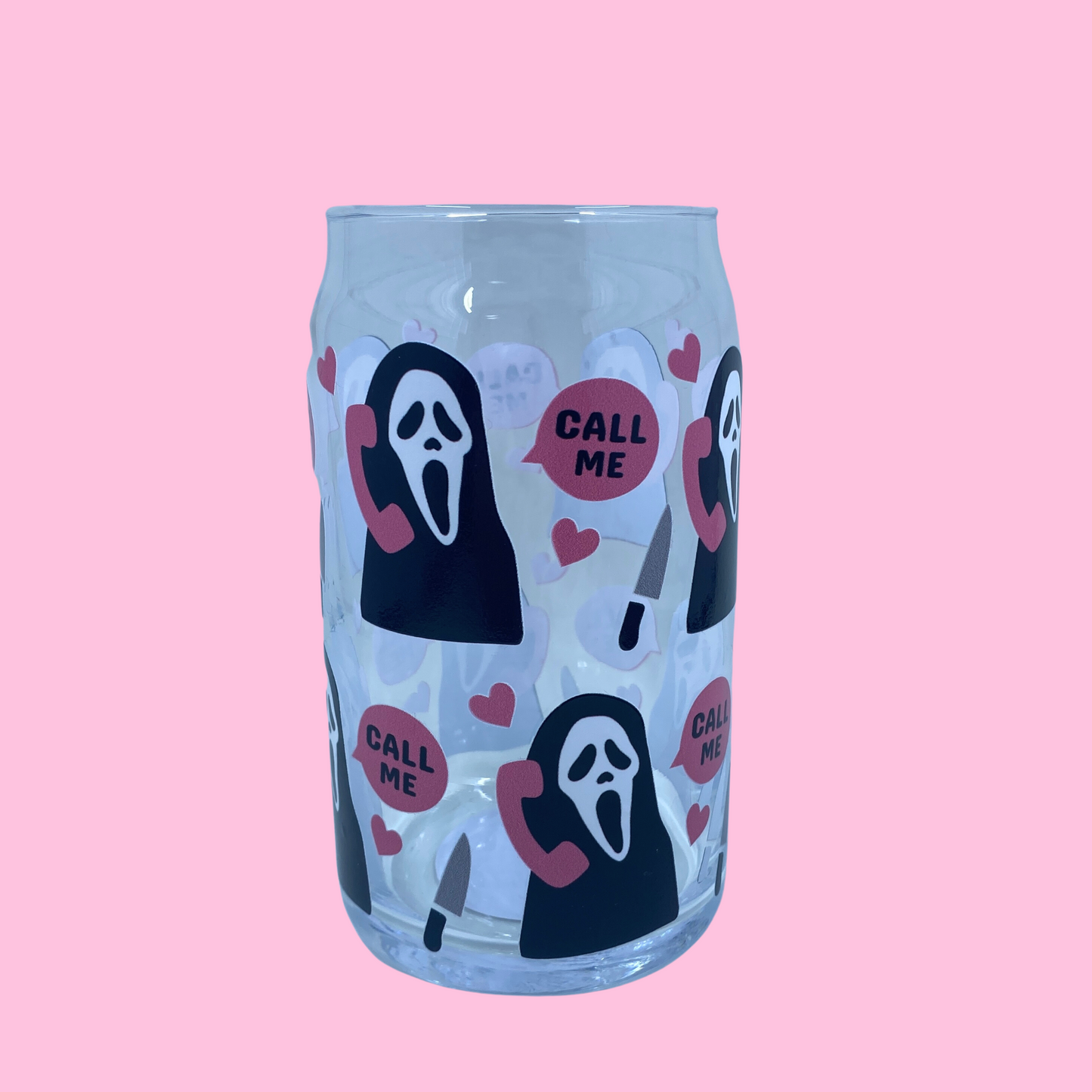 Ghostface Call Me Glass Can Cup - 473ml