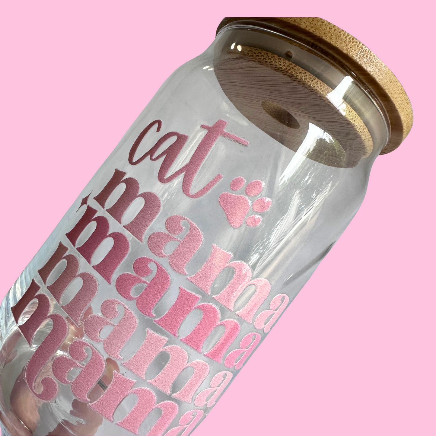 Cat Mama - Pink or Neutral - Glass Can Cup - 473ml