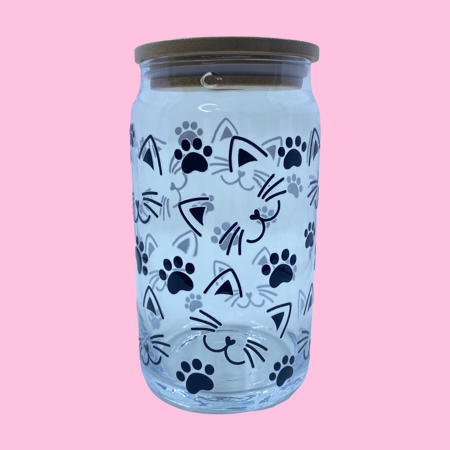 Cute Cat Glass Can Cup - 473ml