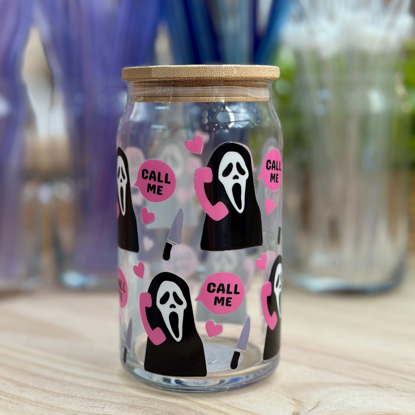 Ghostface Call Me Glass Can Cup - 473ml