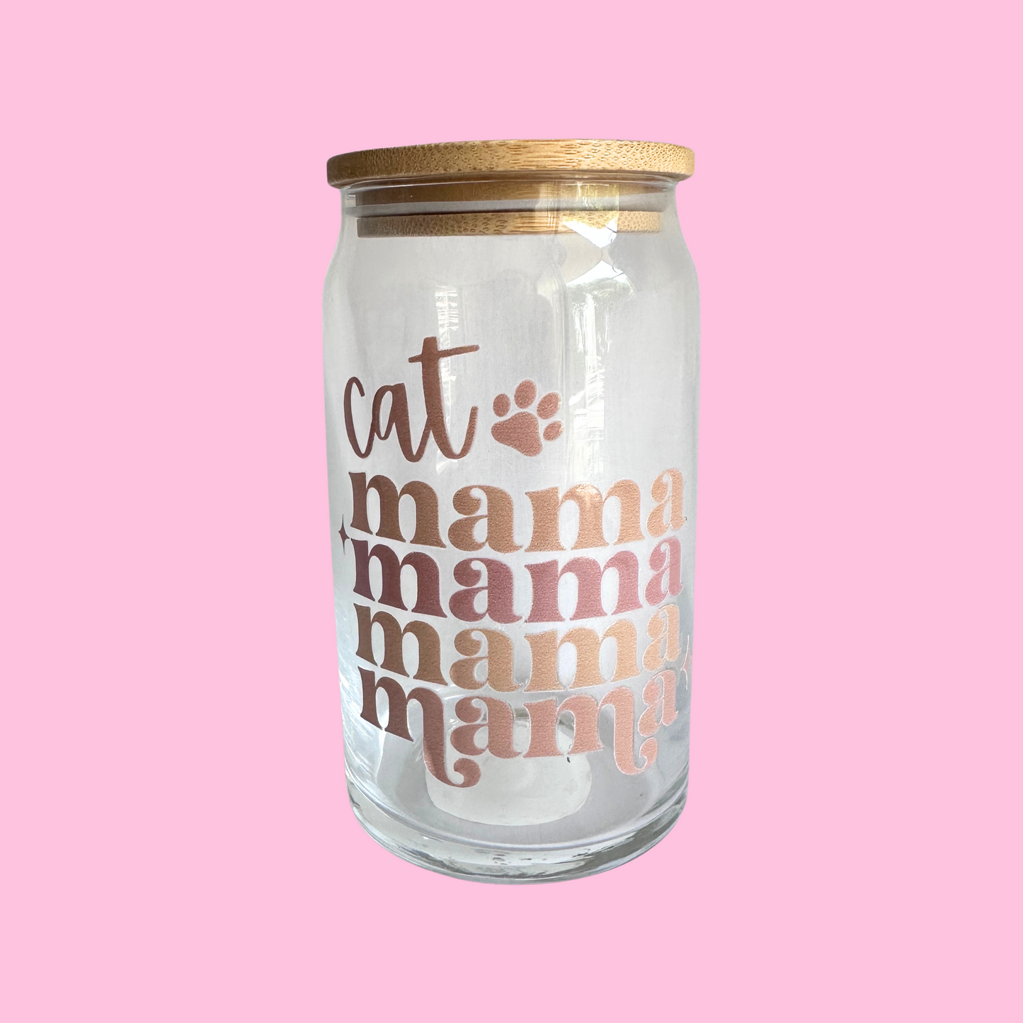 Cat Mama - Pink or Neutral - Glass Can Cup - 473ml