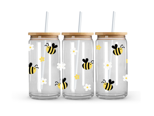 Bee Glass Can Cup - 473ml