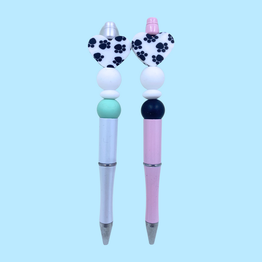 Paw Print Heart Beaded Pen