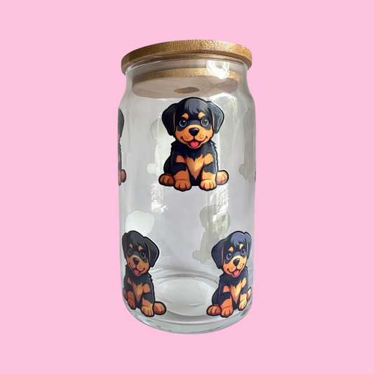 Rotti Puppy Glass Can Cup - 473ml