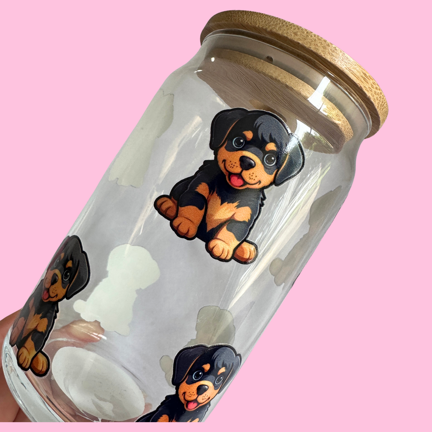 Rotti Puppy Glass Can Cup - 473ml