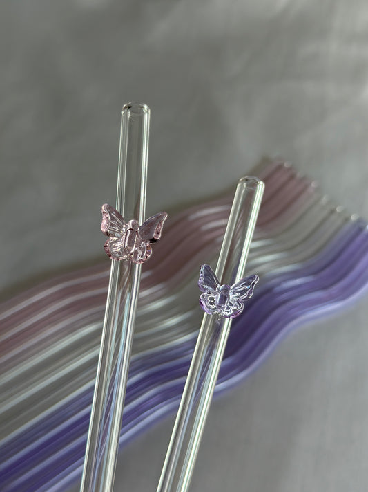 Butterfly Glass Straws