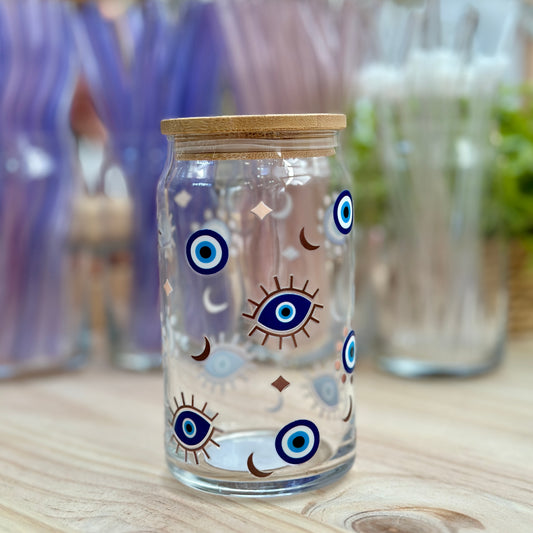 Evil Eye Glass Can Cup - 473ml