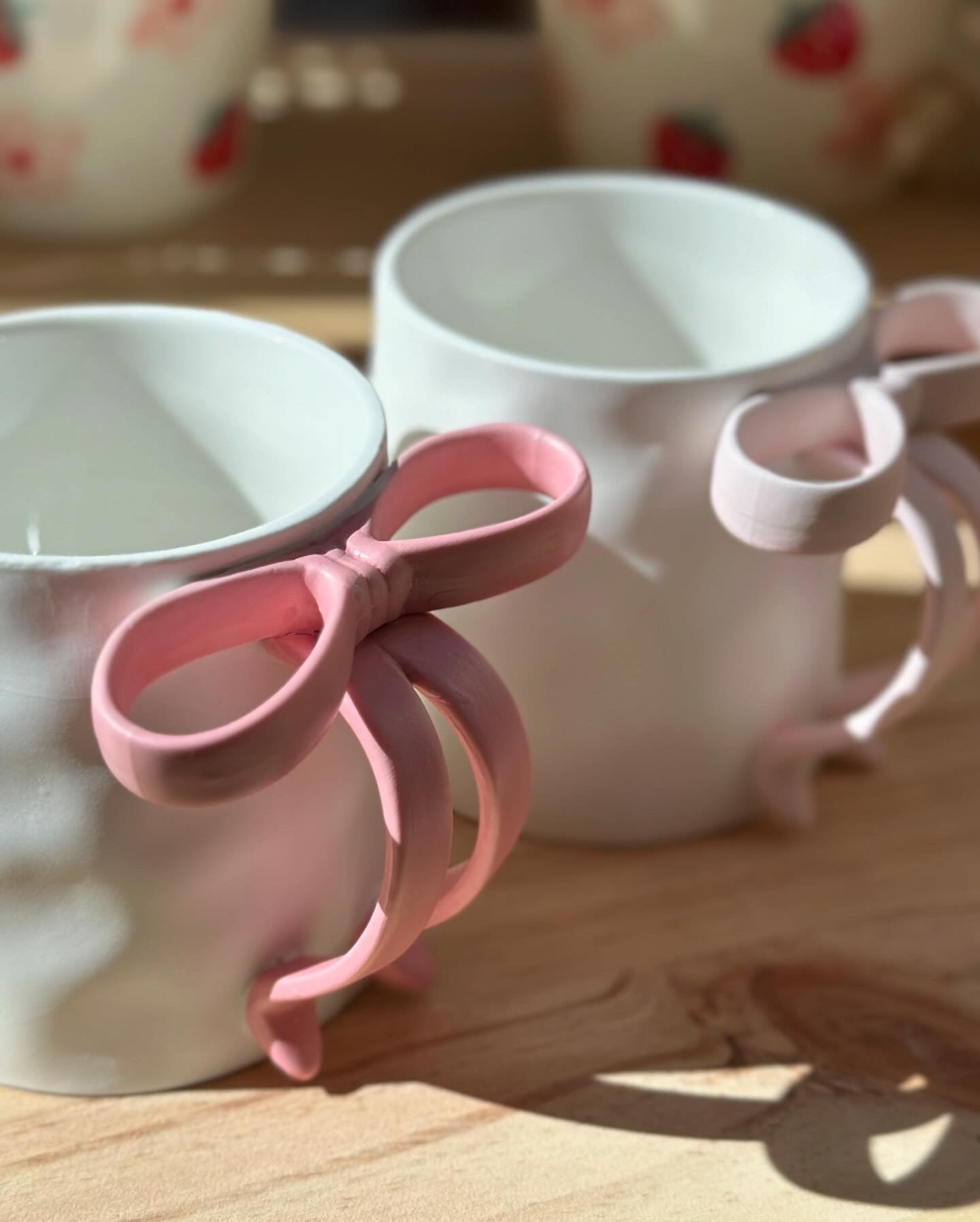 Frosted Ceramic Bow Handle Mug