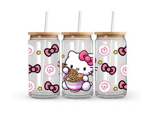 Kitty Ramen Glass Can Cup - 473ml