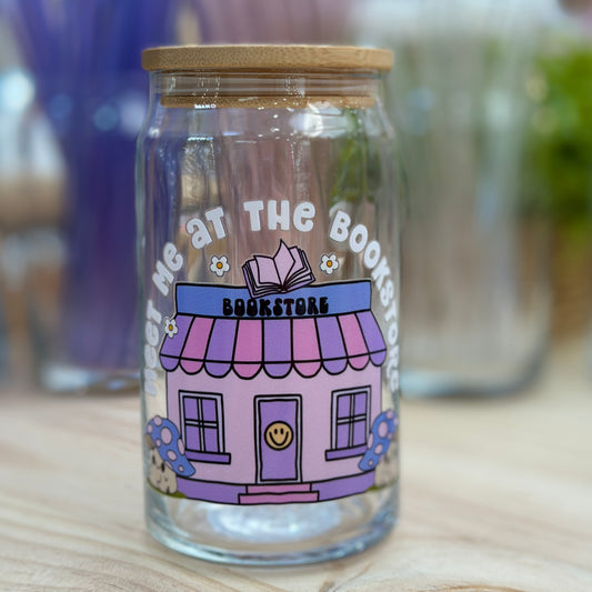 Meet Me At The Bookstore Glass Can Cup - 473ml