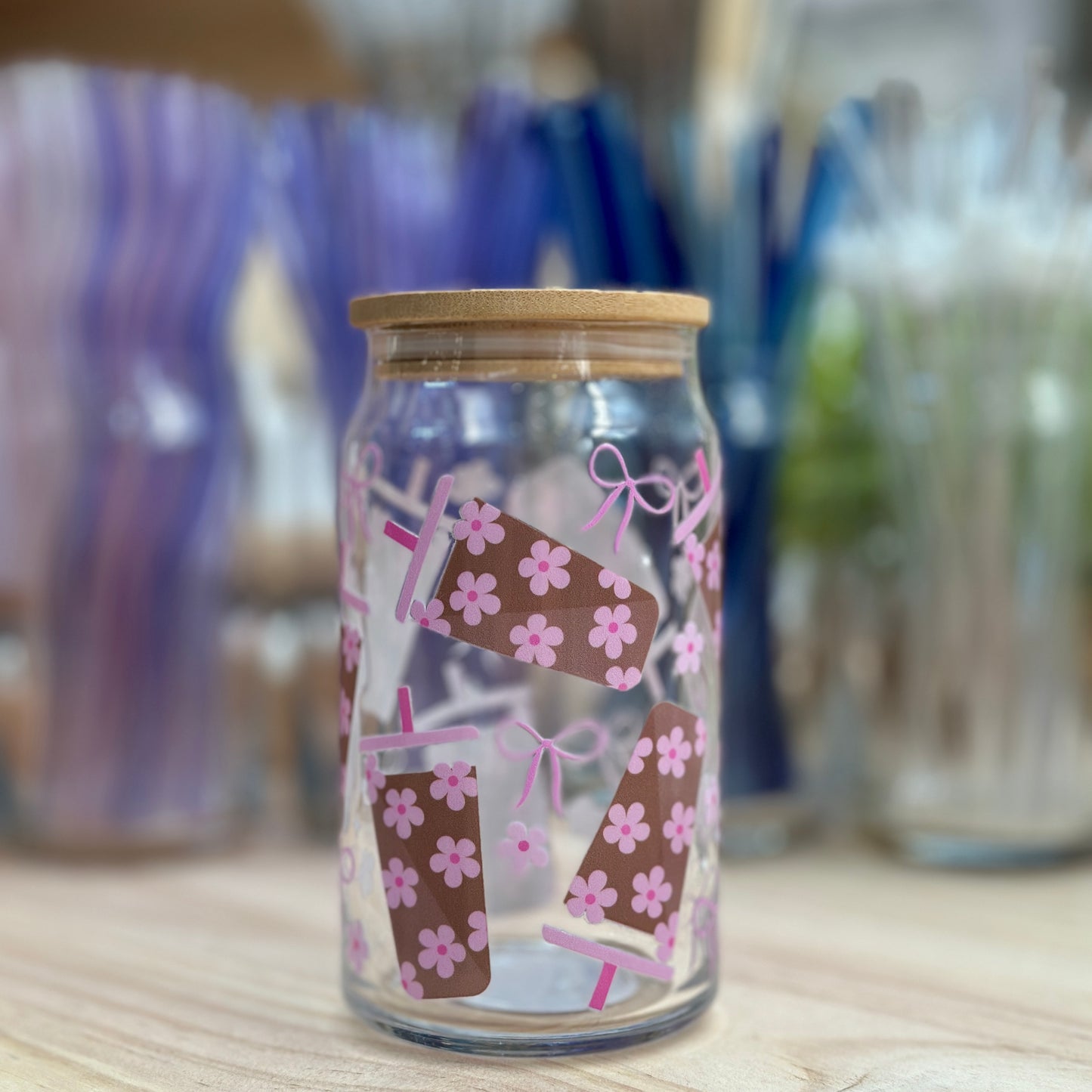 Girly Iced Coffee Glass Can Cup - 473ml