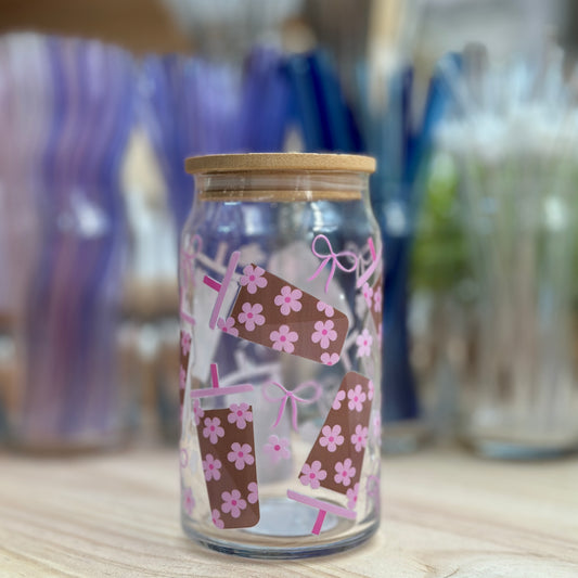 Girly Iced Coffee Glass Can Cup - 473ml