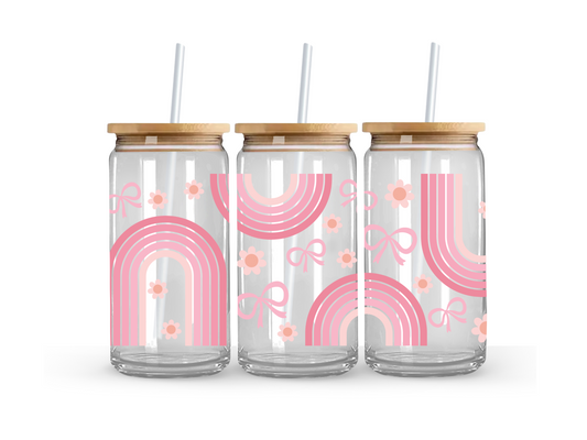 Pink Rainbow Glass Can Cup - 473ml