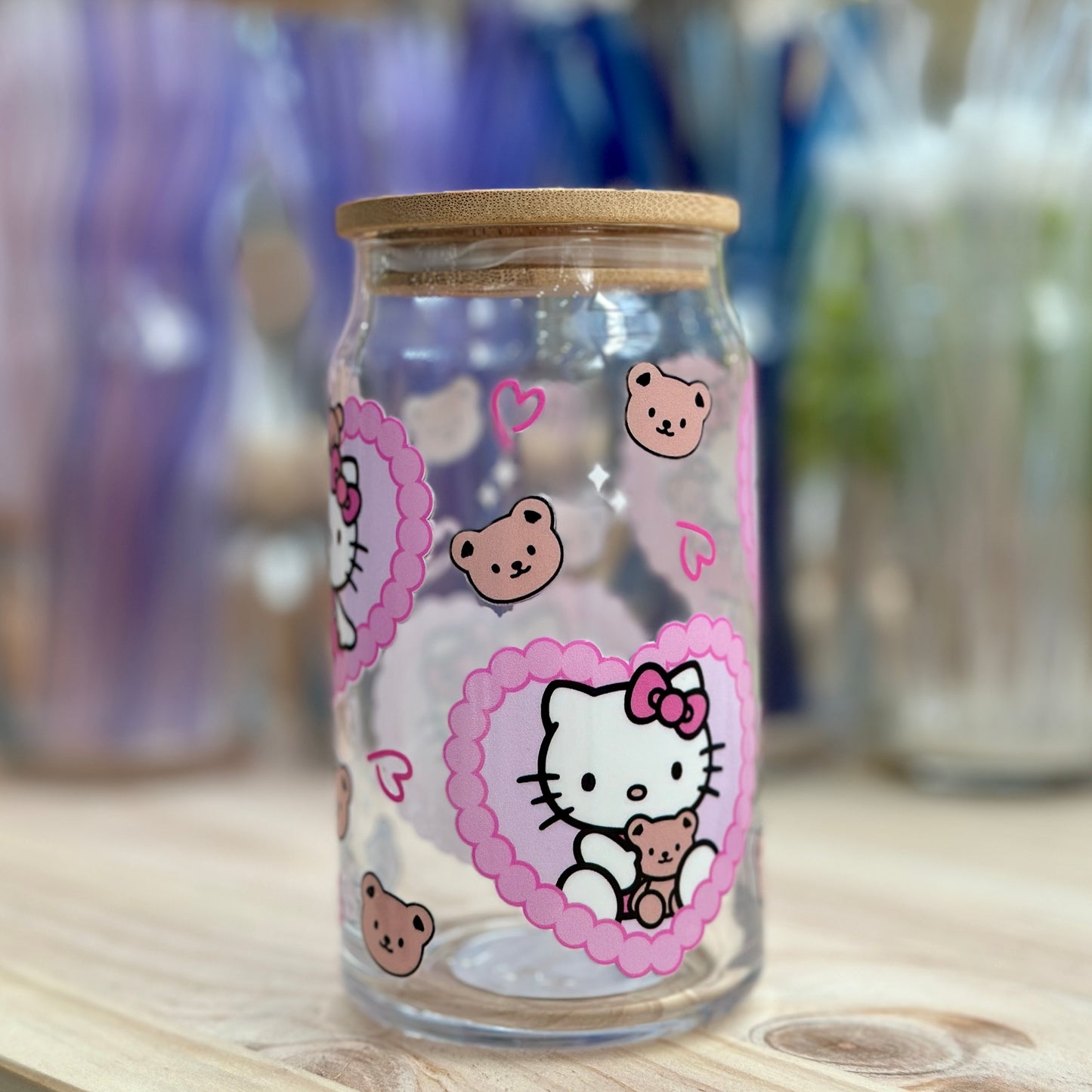 Cute Kitty Teddy - Glass Can Cup - 473ml