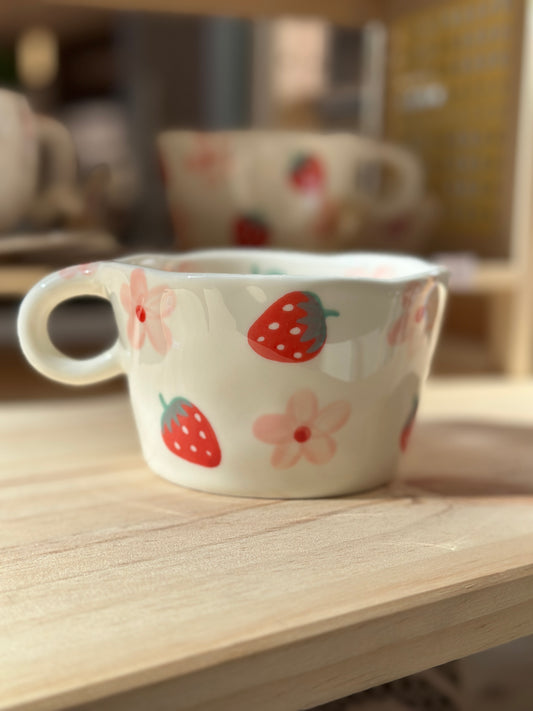 Ceramic Strawberry Tea Cup