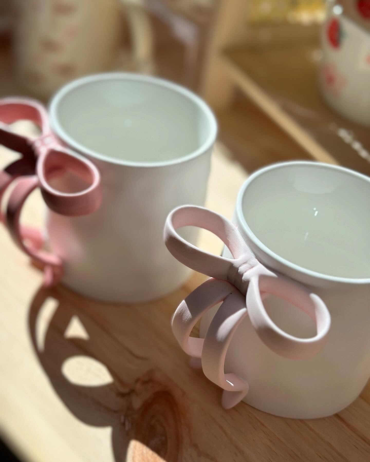 Frosted Ceramic Bow Handle Mug