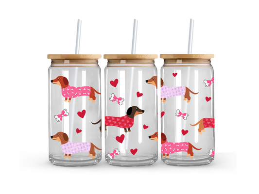 Dachshund Sweetheart - Glass Can Cup - 473ml