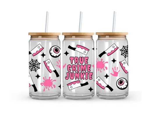 True Crime Junkie - Glass Can Cup - 473ml