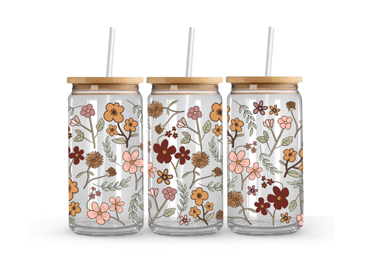 Colour Wildflower Glass Can Cup - 473ml