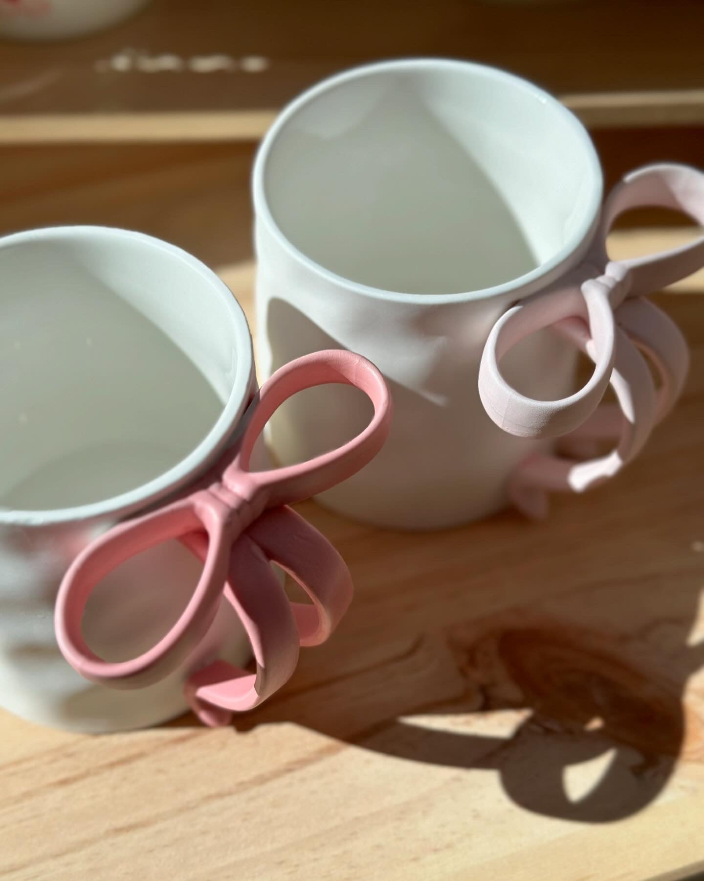 Frosted Ceramic Bow Handle Mug