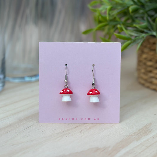 Mini Red Mushroom Earrings