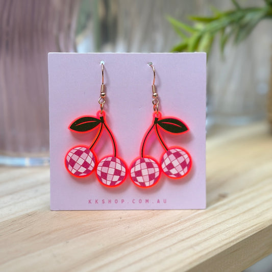 Disco Ball Cherry Earrings