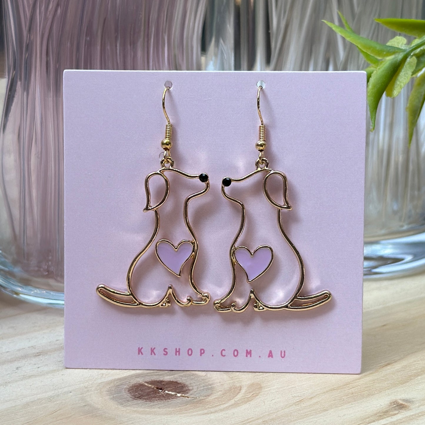 Gold Fineline Dog Earrings