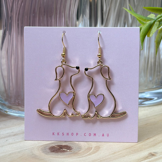 Gold Fineline Dog Earrings