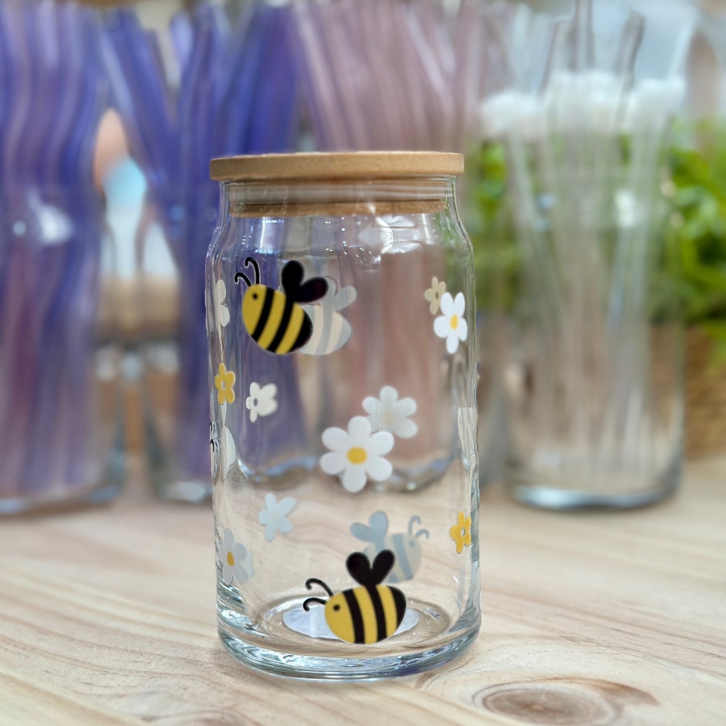 Bee Glass Can Cup - 473ml