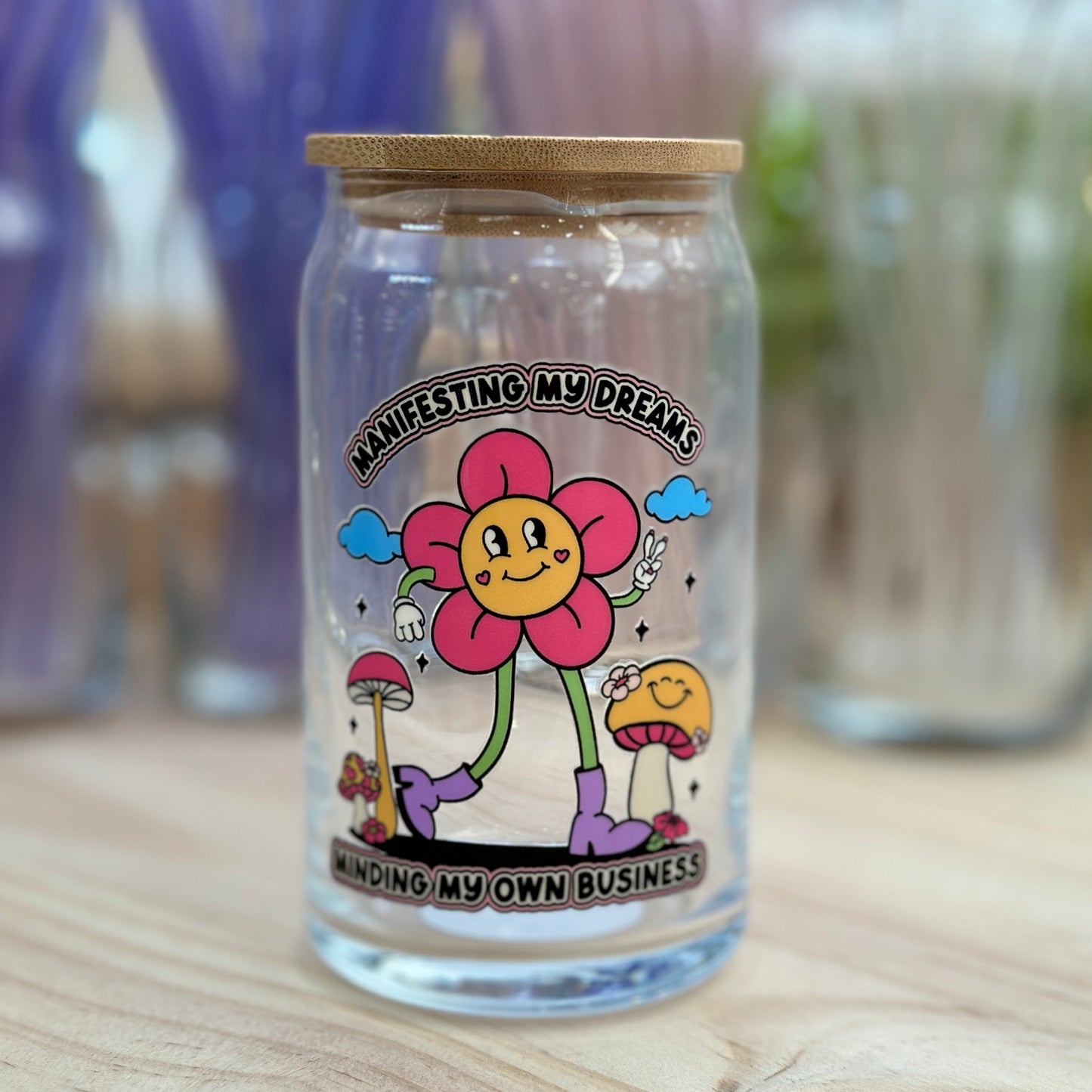 Manifesting my Dreams, Minding my own Business - Glass Can Cup - 473ml