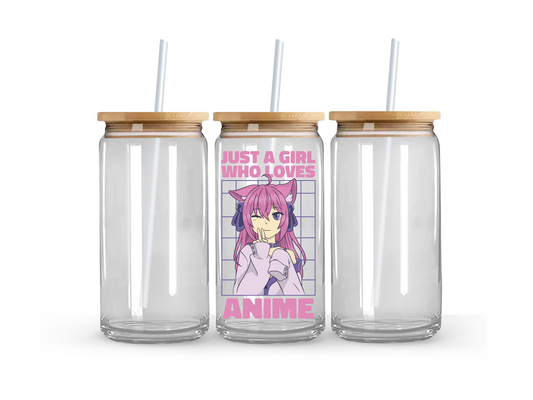 Just a Girl Who Loves Anime - Glass Can Cup - 473ml